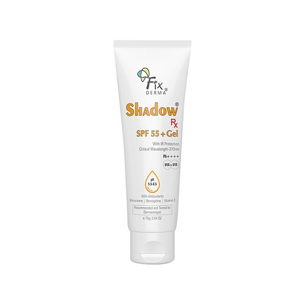 Netmeds | Fixderma Shadow RX Sunscreen SPF 55+ Gel Sunscreen For Oily Skin 75 gm