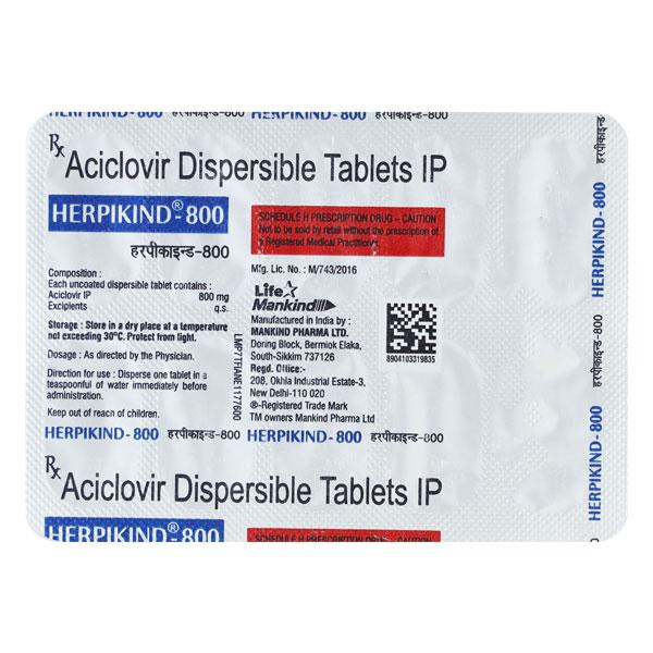 Herpikind 800mg Tablet 10'S - Viral infections-Ant