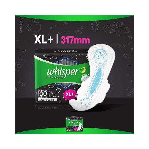 Whisper Bindazzz Nights Sanitary Pads For Women, Xl+ 15 Napkins 1's - Others