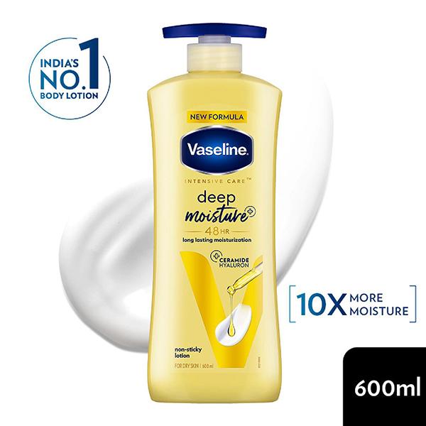 Vaseline Deep Moisture Body Lotion for Cushion Soft Skin With Ceramides Hyaluron 600 ml - Lotions & Creams