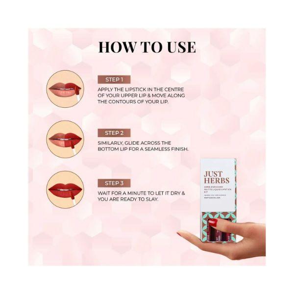 Just Herbs, Herb - Enriched Matte Liquid Lipstick Kit 6ml 3's - Liquid Lipsticks