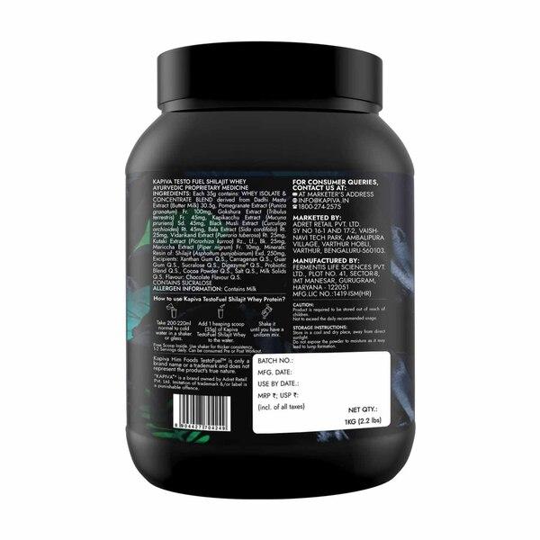 Kapiva Him Foods Testofuel Shilajit Whey Powder - Chocolate 1 kg - Whey Proteins