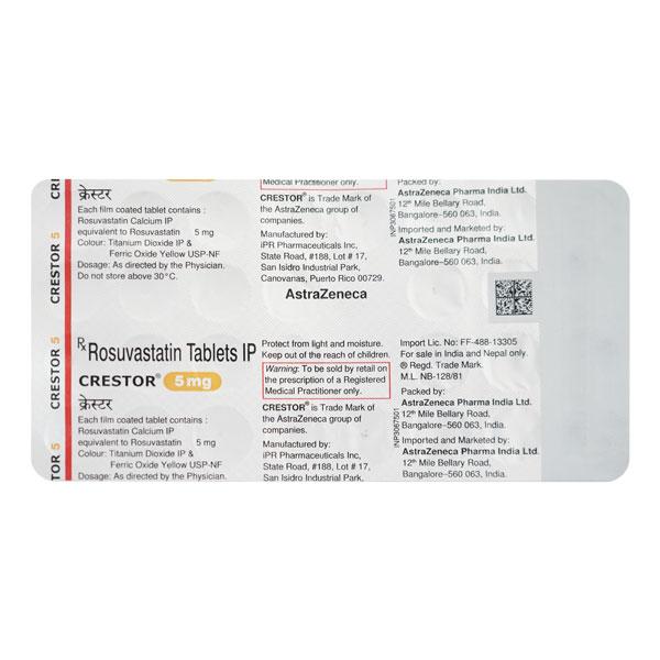 Crestor 5mg Tablet 30'S - High Cholesterol-Dys