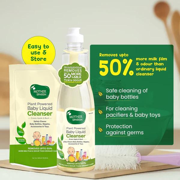 Mother Sparsh Natural Baby Liquid Cleanser Bottle 500 ml - Baby Detergents