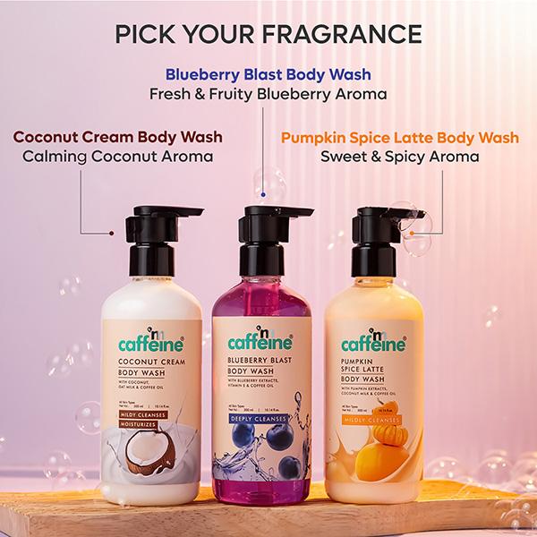 Mcaffeine Blueberry Blast Body Wash with Fruity Fresh Blueberry Aroma, Deep Cleansing for Soft Skin - 300 ml - Shower Gels & Body Wash
