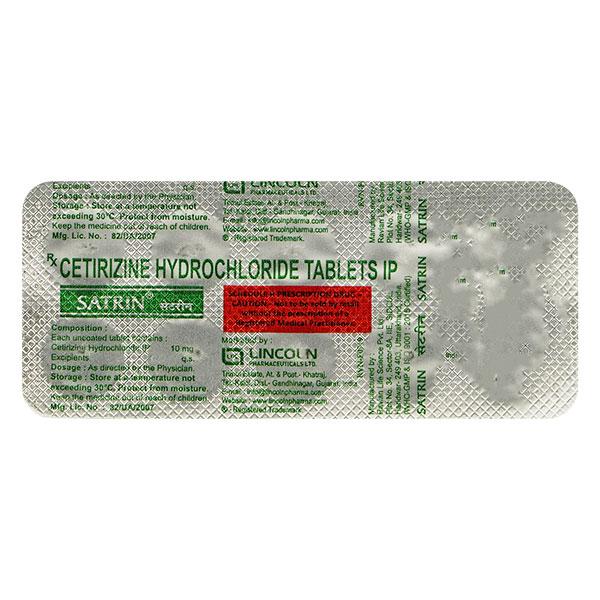 Satrin 10mg Tablet 10'S - Allergies-Ant