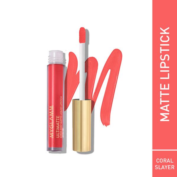 MyGlamm Ultimatte Long Stay Matte Liquid Lipstick-Coral Slayer 2.5 ml - Lipsticks