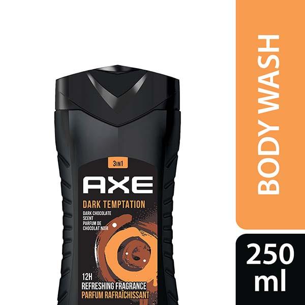 Netmeds | Axe Dark Temptation Dark Chocolate Scent Parfuk De Chocolate Noir 3 In 1 Body Face and Hair Wash 250ml