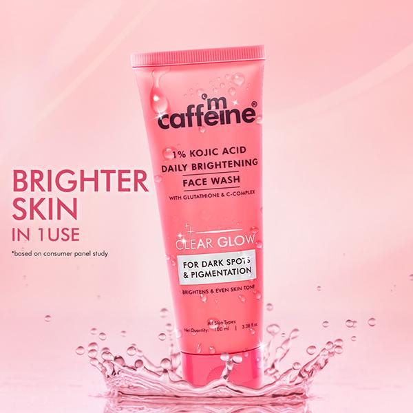 Mcaffeine Clear Glow 1% Kojic Acid Daily Brightening Face Wash with Glutathione 100 ml - Face Wash & Cleansers