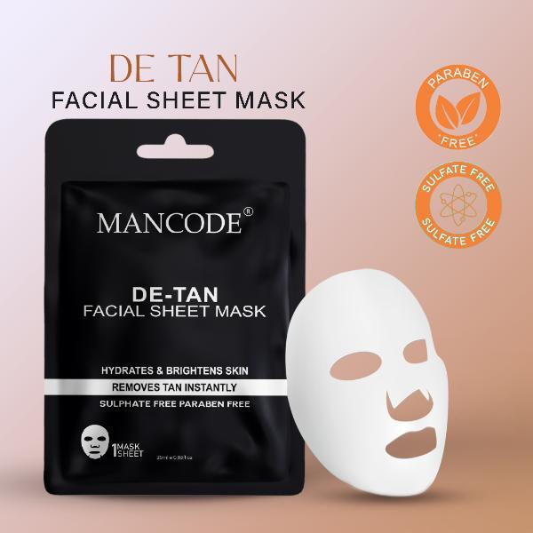 Mancode De-Tan Facial Sheet Mask For All Skin Types 25 gm - Face Mask