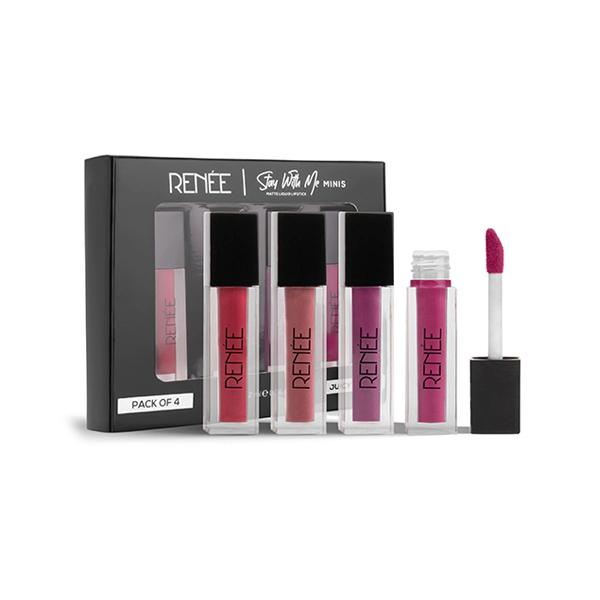 Renee Stay with Me Minis Matte Liquid Lipsticks, 01 Juicy Berries 2ml each 4's - Liquid Lipsticks