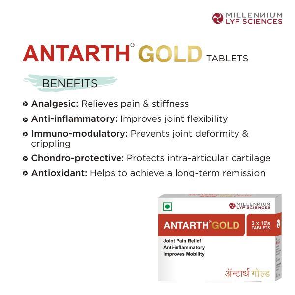 Millennium Lyf Sciences Antarth Gold Antarth Gold Tablets (Pack of 3 x 10's) - Pure Herbs