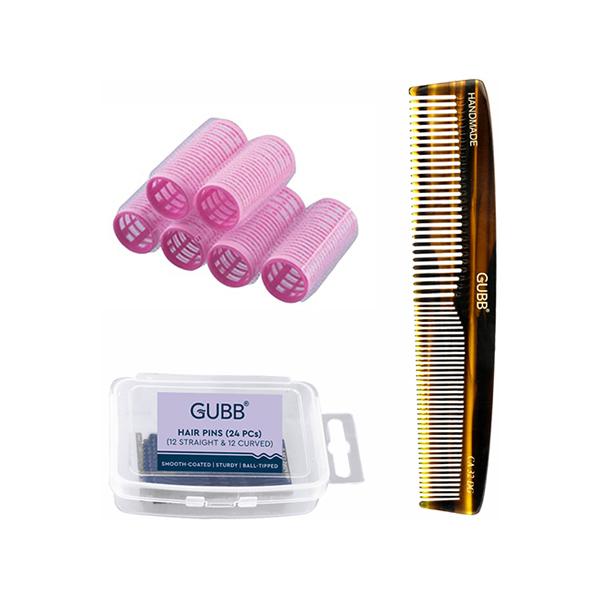Netmeds | Gubb Beachy Waves Combo (Hair Roller Large, Hair Pin & Handmade Dressing Comb Classic) 1's