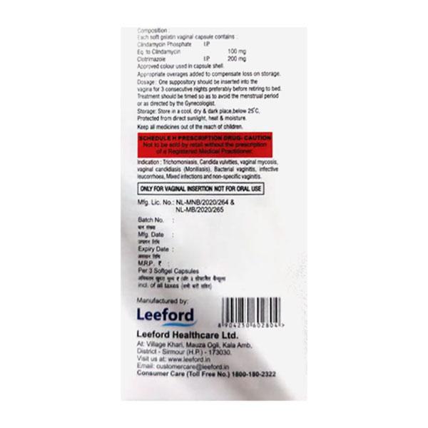 LEEZOLE VG Capsule 3's - Vaginal Conditions-Pre