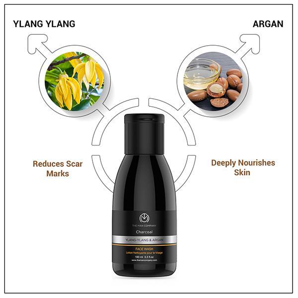 The Man Company Charcoal Face Wash - Ylang-Ylang & Argan 100 ml - Face Wash & Cleansers