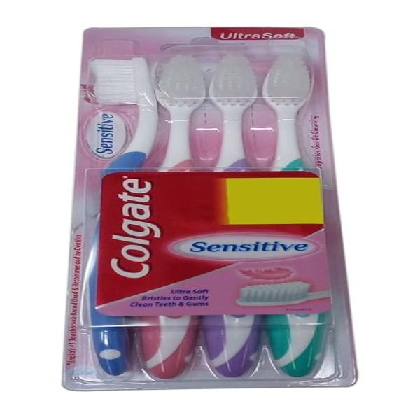 Netmeds | Colgate Sensitive+ Ultrasoft Toothbrush (Pack of 4) + Free Colgate Toothpaste 1's