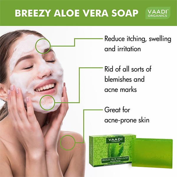 Vaadi Herbals Handmade Soap - Breezy Aloe Vera 75 gm - Soaps