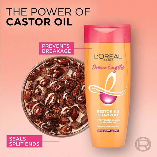 L'Oreal Paris Dream Lengths Restoring with Vegetal Keratin and Castor Oil Shampoo 180ml - Shampoos