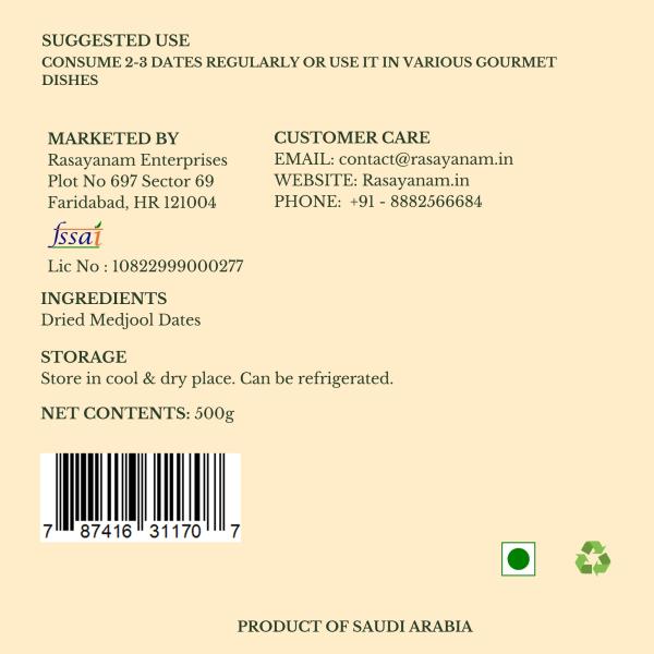 Rasayanam Medjool Dates 500 g - Calcium And Minerals