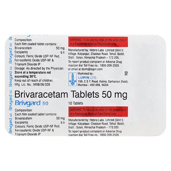 BRIVGARD 50 Tablet 10's - Epilepsy/Convulsion-Ant