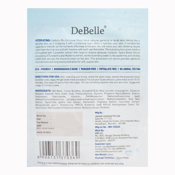 DeBelle Biocellulose Face Sheet Mask - Hydrating 25 ml - Sheet Masks