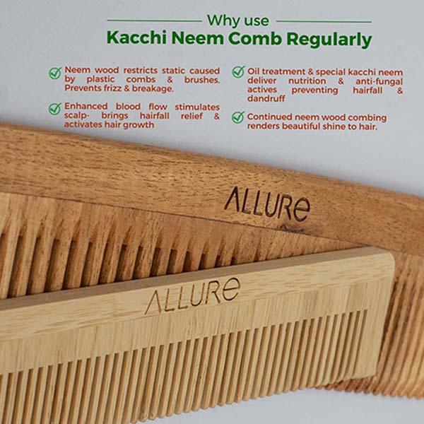 Allure Wooden Neem Comb (CB-01+CR-01) 1's - Hair Combs
