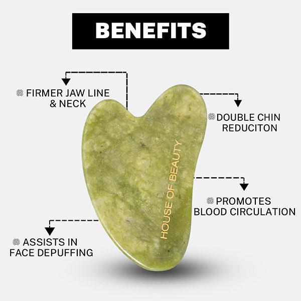 House of Beauty Jade Guasha Facetool For Double Chin, Sculpting Jawline & Contouring Face 1's - Massagers