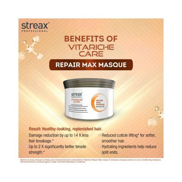 Streax Professional Vitariche Care Repair Max Masque 500 gm - Hair Masks & Packs
