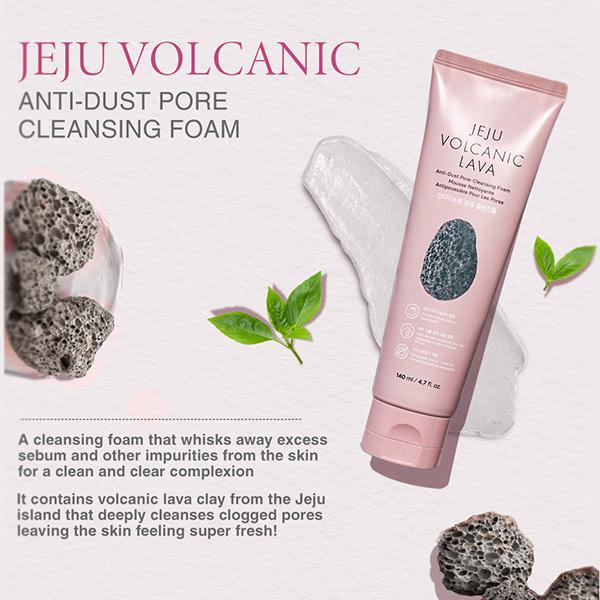The Face Shop Jeju Volcanic Lava Cleansing Foam 140 Ml - Face Wash & Cleansers