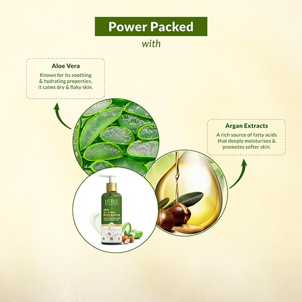 Lotus Botanicals 100% Aloe & Argan Body Lotion, For All Skin Types 280 ml - Face Moisturizers