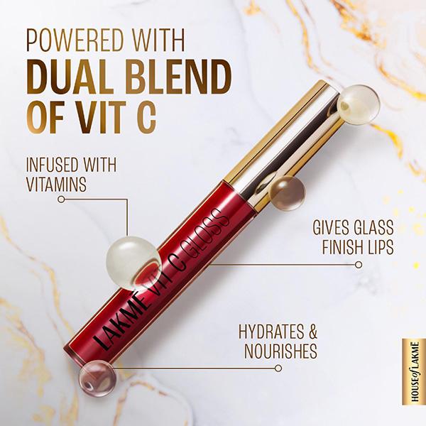 Lakme SuperglowVIT-C Gloss-Cherry RedC3 2.5 ml - Lip Glosses
