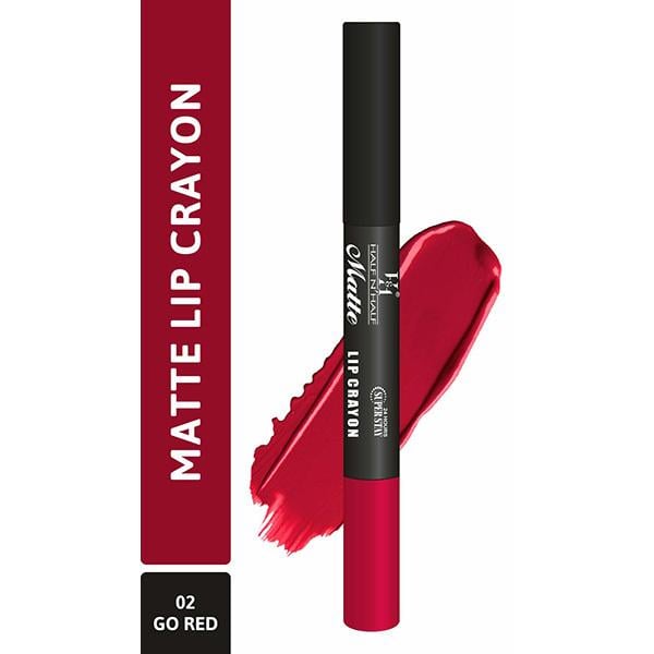 Netmeds | Half N Half Matte Lip Crayon, 24H Super Stay, 02 Go Red 3.5 gm