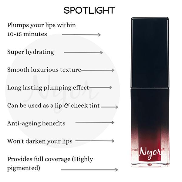 Nyor Spotlight Deep Maroon Plumping Lip Colour 5 ml - Lipstick Primers & Plumpers