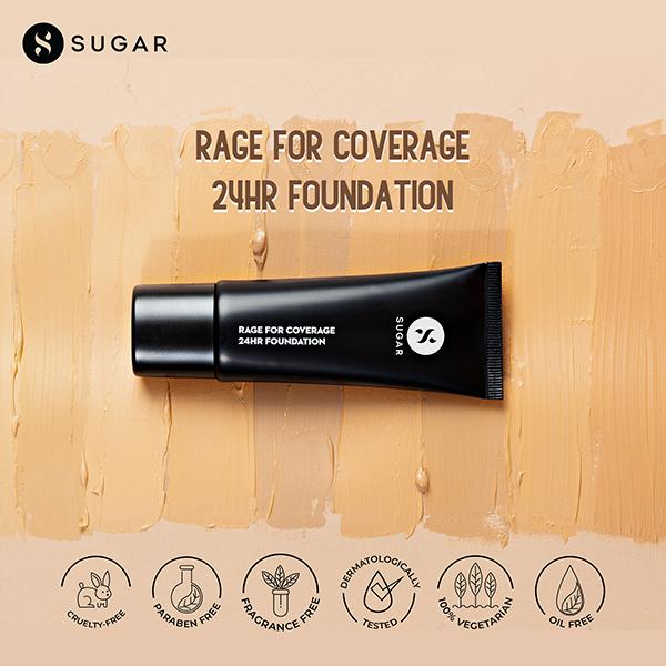 SUGAR Cosmetics Rage For Coverage 24Hr Foundation - 52 Corretto - Tan Yellow Undertone 25 Ml - Foundation