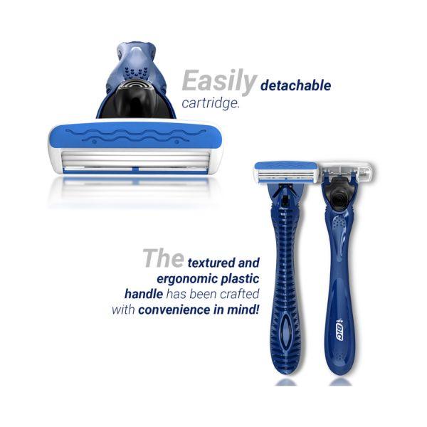 Zlade Armour III Triple-Blade Razor for Men - 1 Razor Handle + 4 Cartridges Broad Lubricating Strip with Aloe Vera 1's - Razors & Cartridges