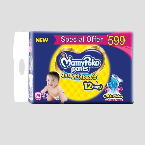 MamyPoko All Nights Absorb Diaper Pants (M) 48's - Diapers & Wipes