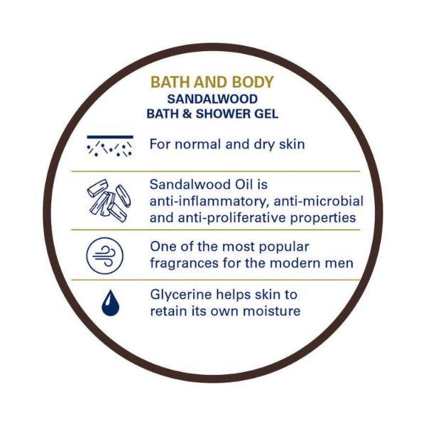 Truefitt and Hill Sandalwood Bath and Shower Gel Essential Grooming Collection 200 ml - Shower Gels & Body Wash