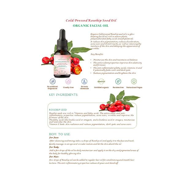 Precious & Nature'S Certified Organic and Cold-Pressed Rosehip Oil Anti-Ageing and Brightening 15 ml - Face Oils