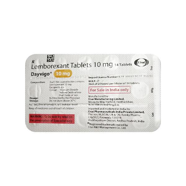 DAYVIGO 10mg Tablet 14's - Sleep Disorder (Insomnia)