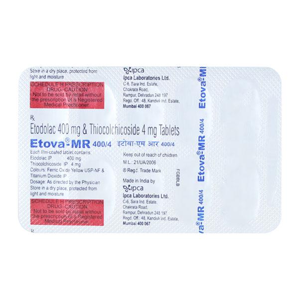 Etova MR 400/4mg Tablet 10'S - Pain relief-Nsa
