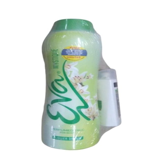 Netmeds | Eva Mystique Flower Dream Perfumed Talc 400 gm (Free Pantene Pro-V Silky Smooth Care 75 ml Worth 75 Rupees)