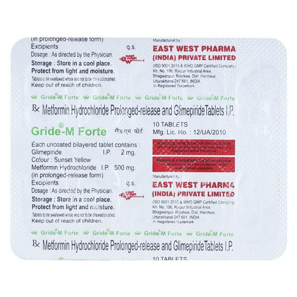 Gride M Forte Tablet 10'S - Diabetes-Ant
