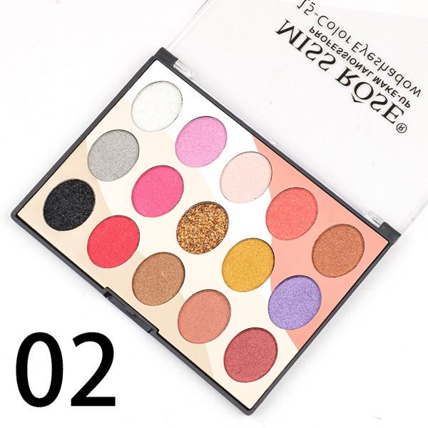 Netmeds | Miss Rose 15 Color Glitter Eyeshadow Palette 7001 - 077MT 02 15 gm