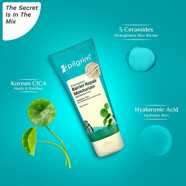 Pilgrim 5 Ceramides Barrier Repair Moisturizer with Korean CICA Lightweight & Non-Sticky 100 g - Face Moisturizers