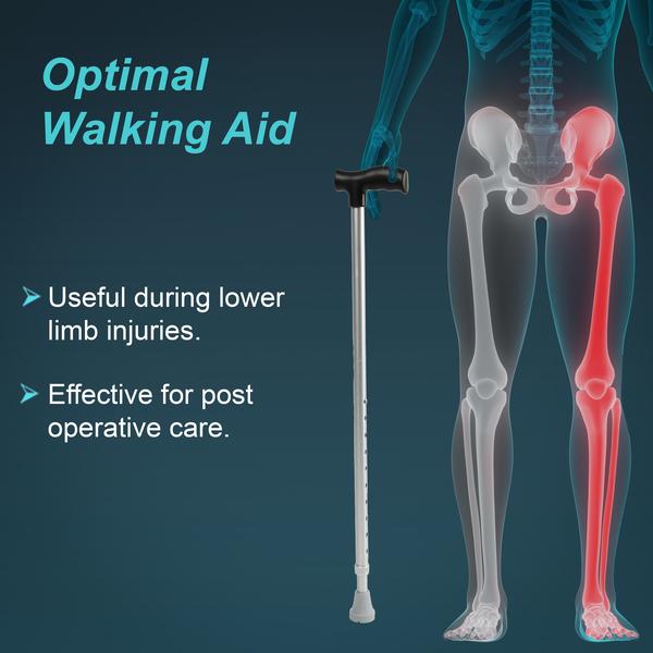 Tynor Walking Stick L Type Universal L08 Black 1's - Wheelchairs & Walking Sticks