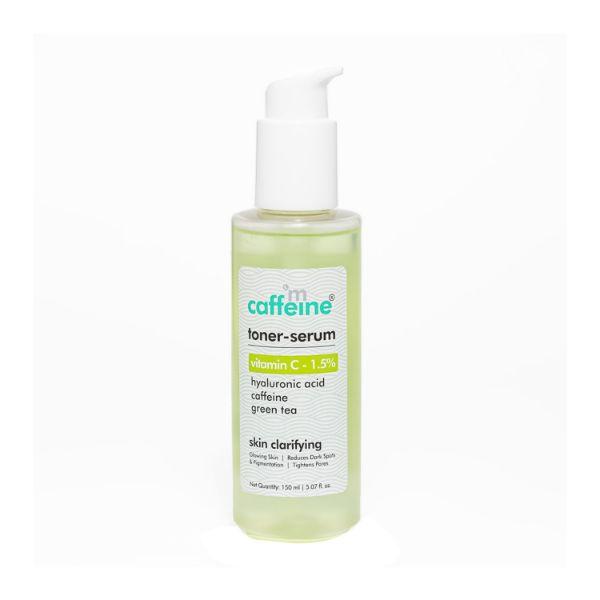 mCaffeine 1.5% Vitamin C 2in1 Toner-Serum with Green Tea for Glowing Skin - Reduces Dark Spots 150 ml - Face Gels