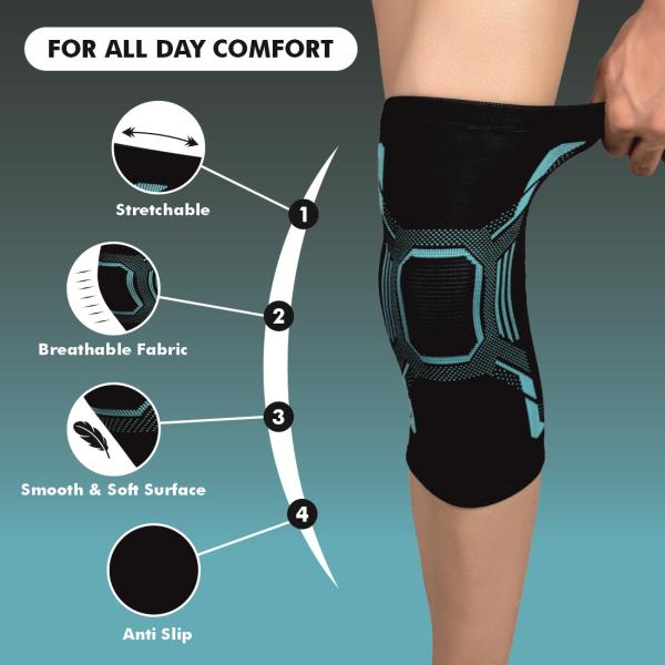 AccuSure Orthopedic Pain Relief Knee Support - Black & Green (S) 1's - Knee/Leg Supports