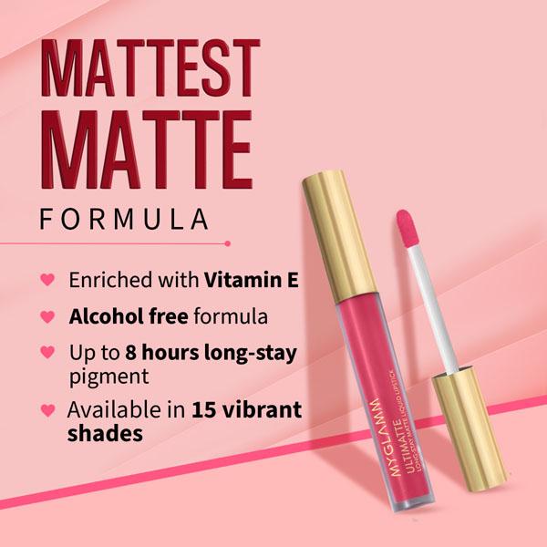 MyGlamm Ultimatte Long Stay Matte Liquid Lipstick-Pink Stunner 2.5 ml - Lipsticks