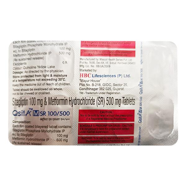 QSITA M SR 100/500 Tablet 10's - Diabetes-Ant