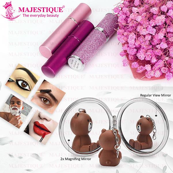 Majestique Round Latherite Finish Compact Mirror Fc85- Easy To Hold - Color May Vary 1's - Mirror